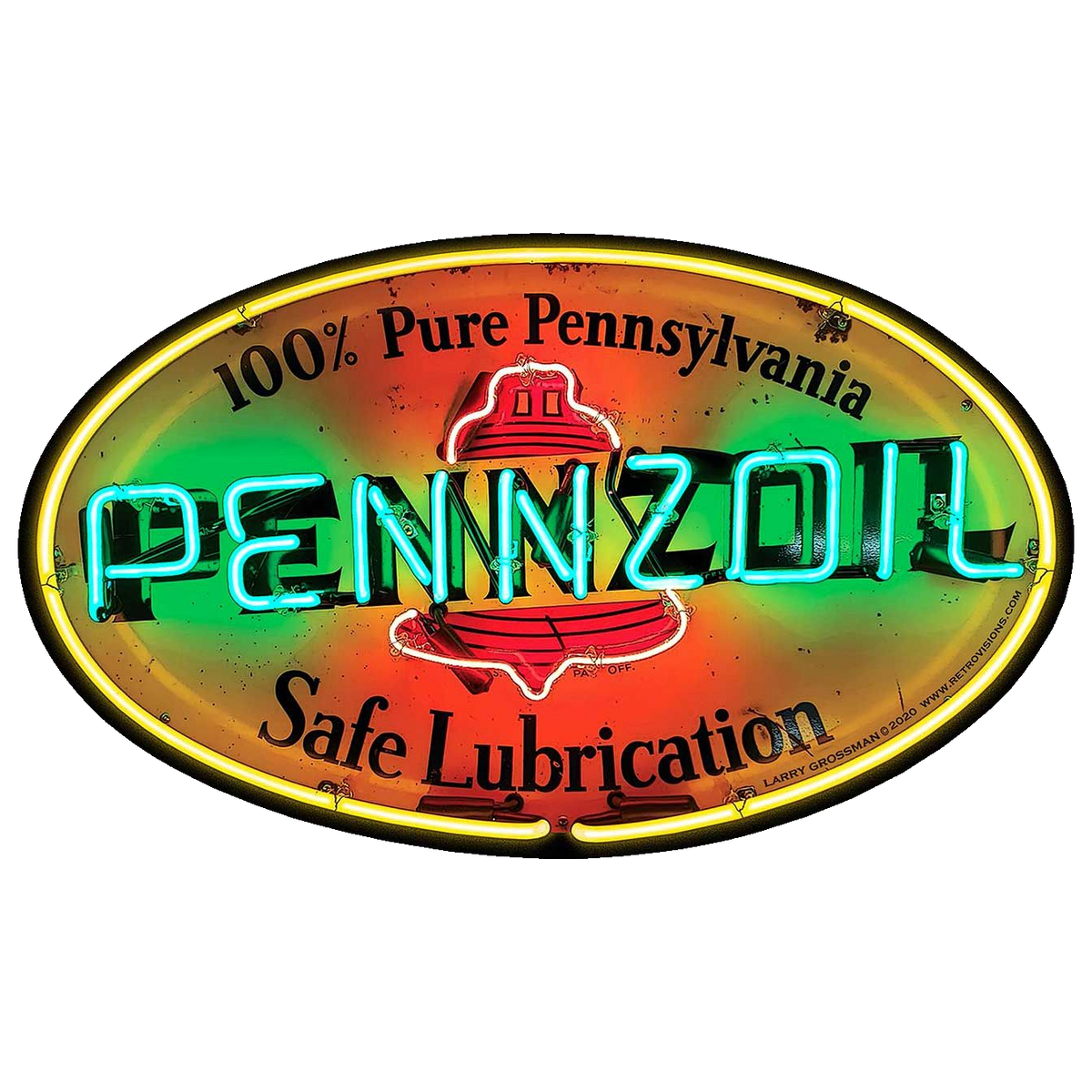 Pennzoil Neon Styled Metallskilt METALLSKILT NO